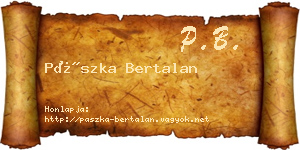 Pászka Bertalan névjegykártya